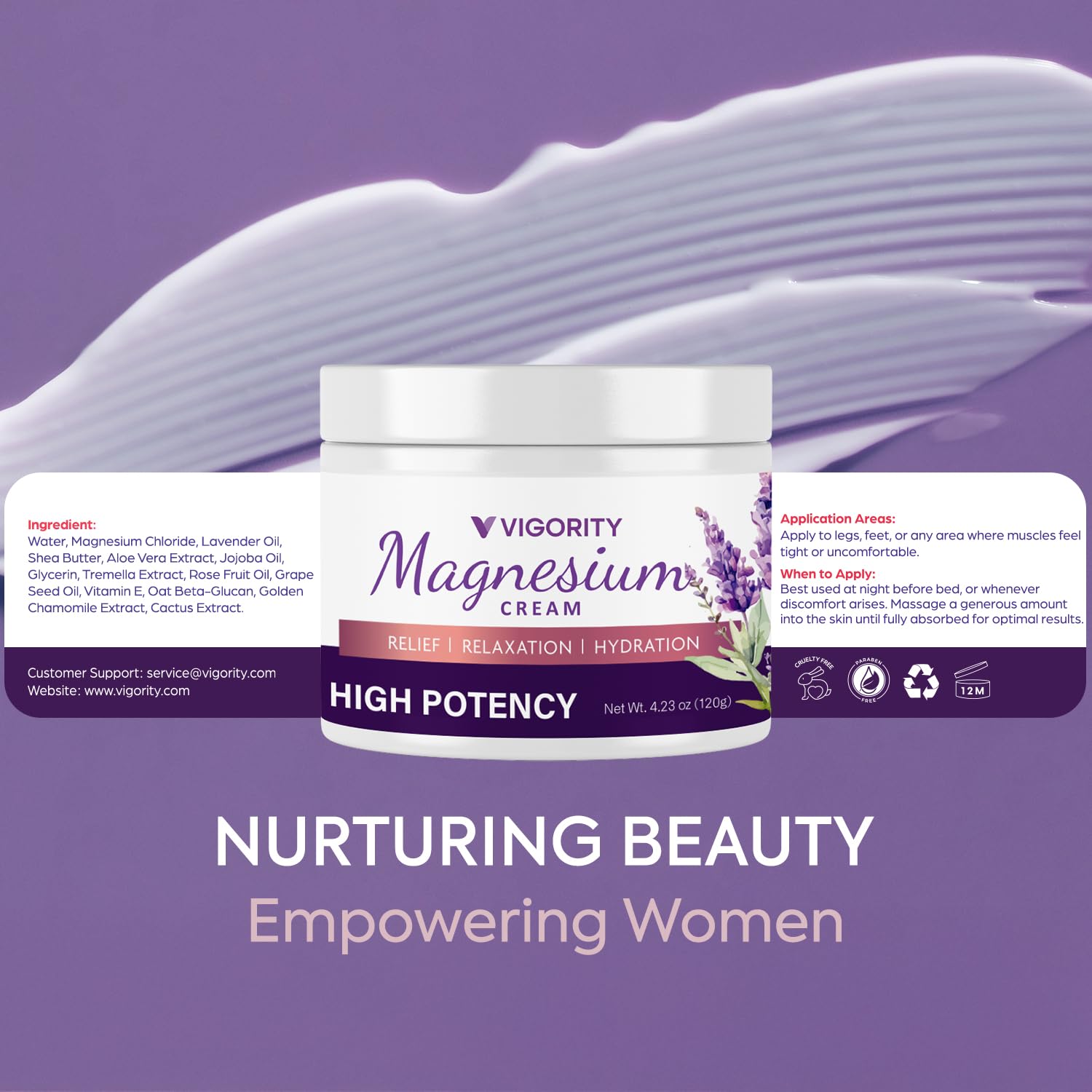 Vigority baby-soft skin is supported by a gentle magnesium formula.