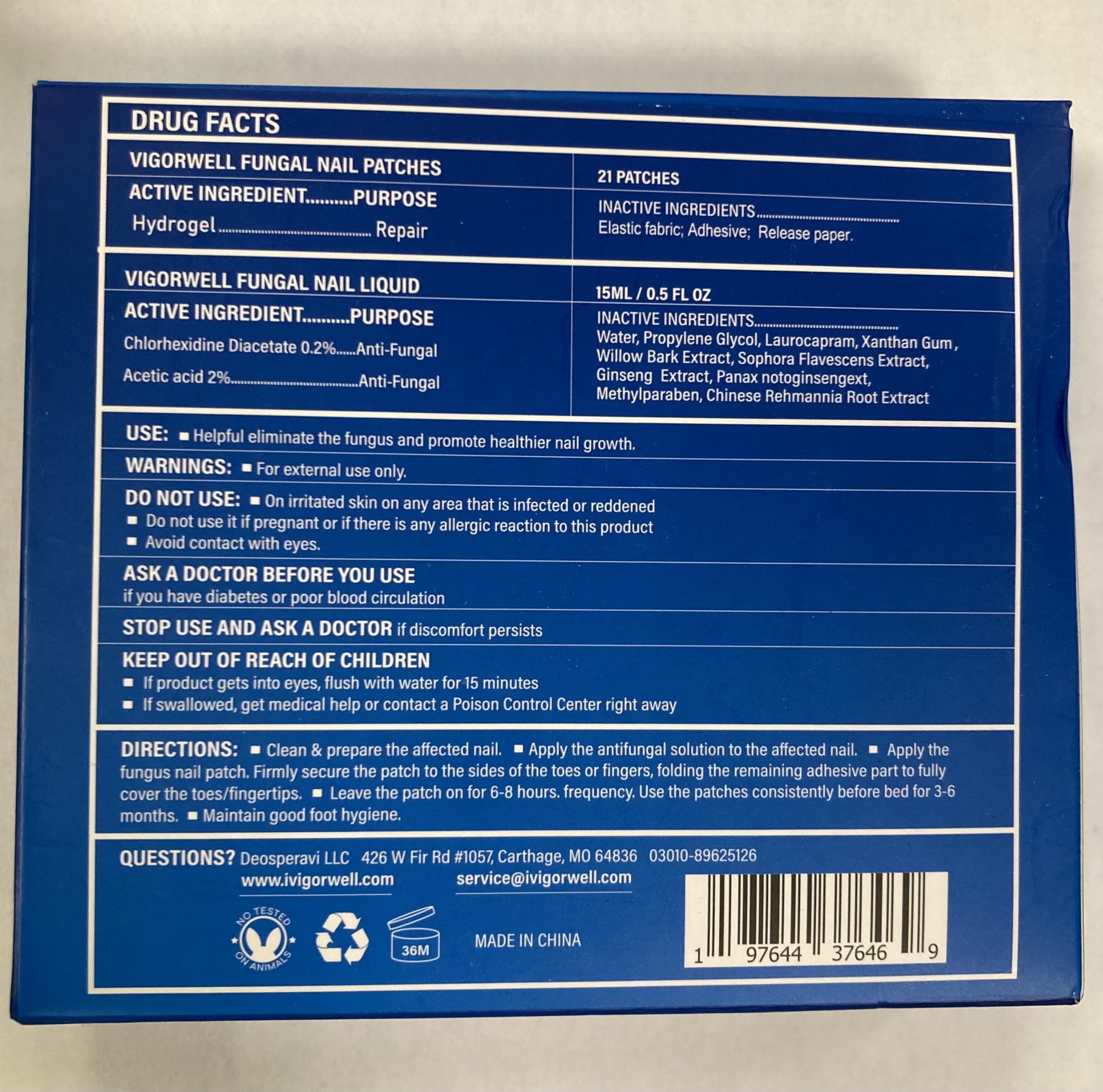 VigorWell 32-patches included image showcases comprehensive treatment kit