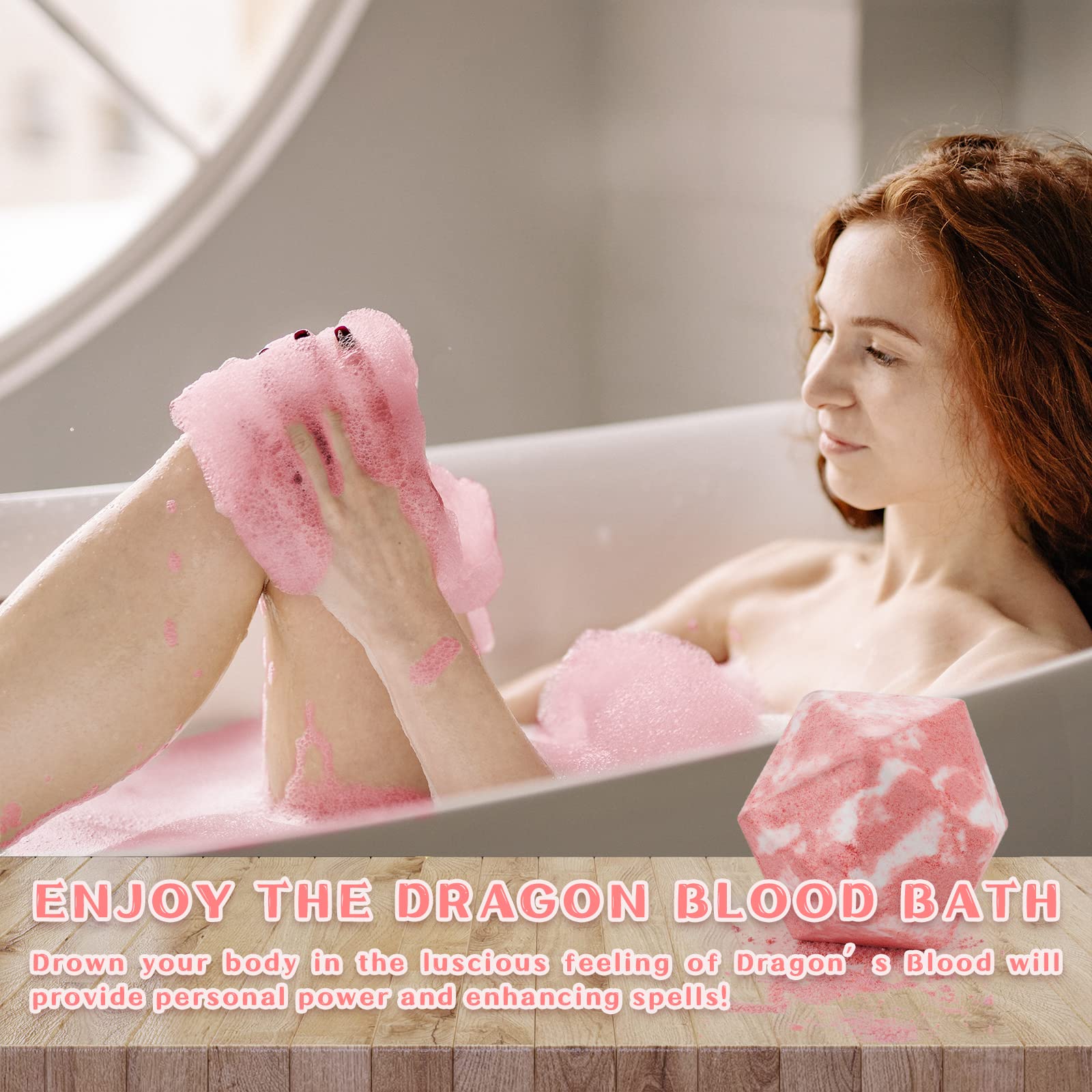 VIIPHA peach-rose fragrance bath bomb invites a soothing aromatherapy moment.