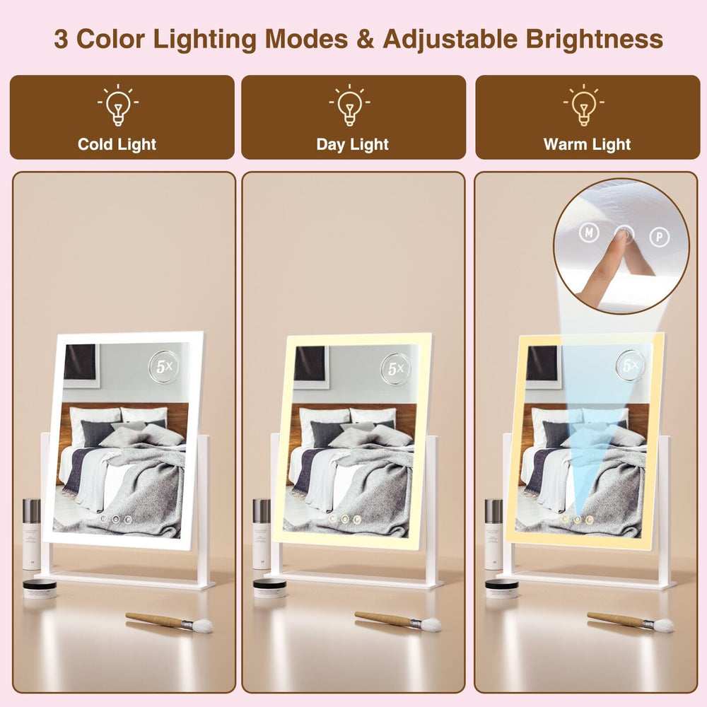 ViKert Lighted Makeup Mirror 360-degree rotation lets you find the perfect angle for makeup.