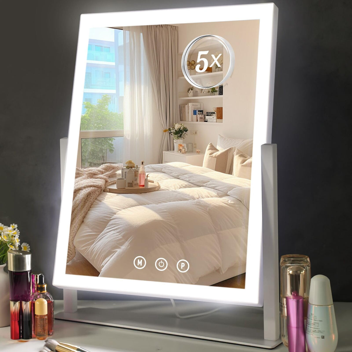 ViKert lighted makeup mirror with 78 LEDs for even lighting during makeup