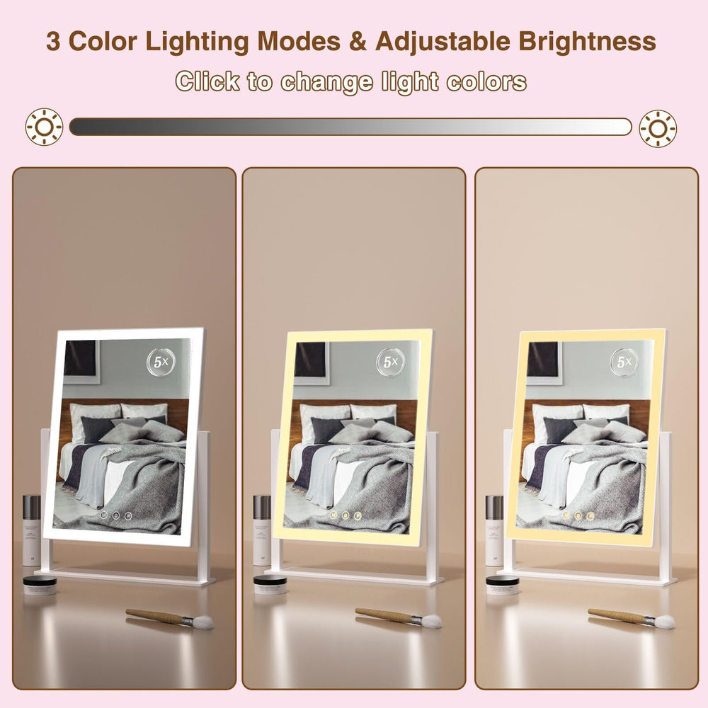 ViKert Lighted Makeup Mirror offers 3 color modes for daytime or evening looks.