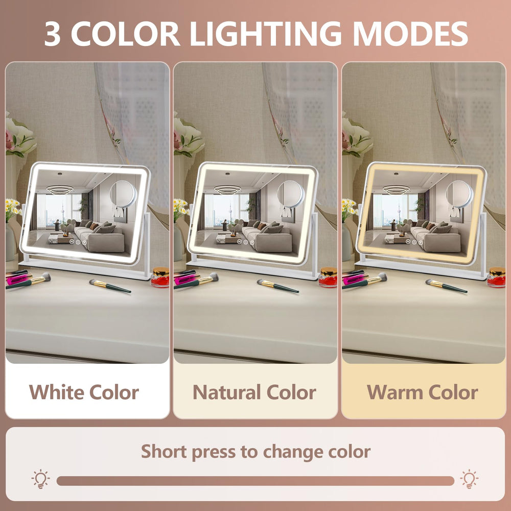 ViKert mirror's detachable 5X magnifier enables precise detail work.