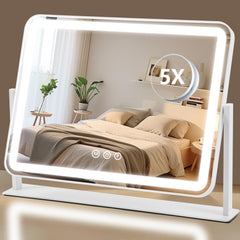 ViKert vanity mirror with lights shows full-face view for even makeup application.