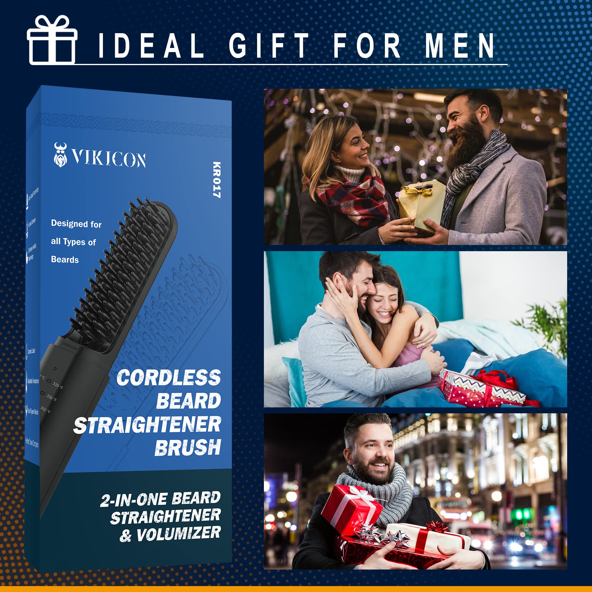 VIKICON beard straightener gift-ready packaging makes a thoughtful present.