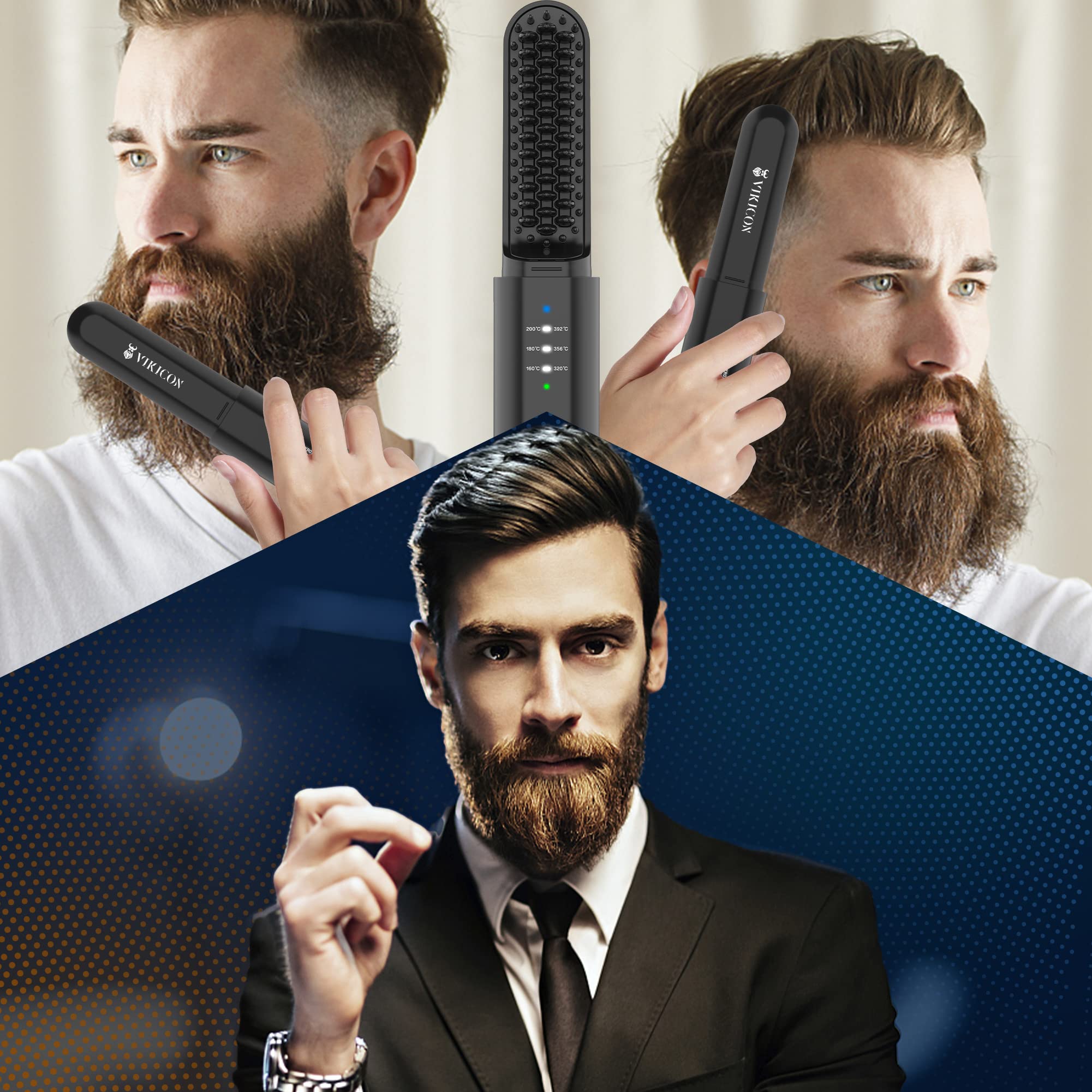 VIKICON beard straightener travel-ready compact tool for quick refreshes anywhere.