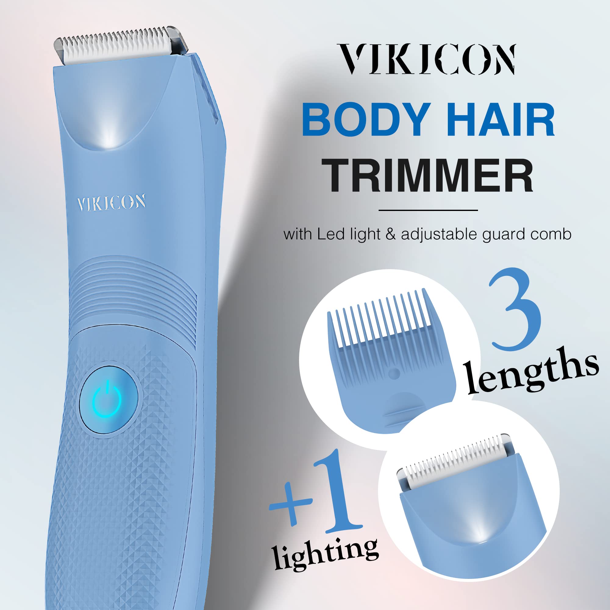 VIKICON bikini-trimmer LED-light illuminates details for accurate trimming.