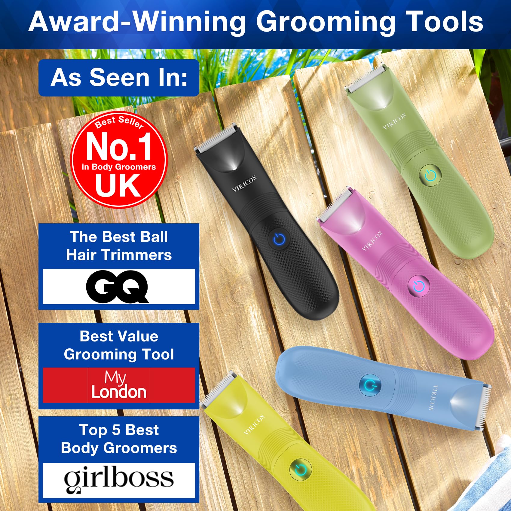 VIKICON bikini-trimmer-usb-c-rechargeable provides cordless convenience.