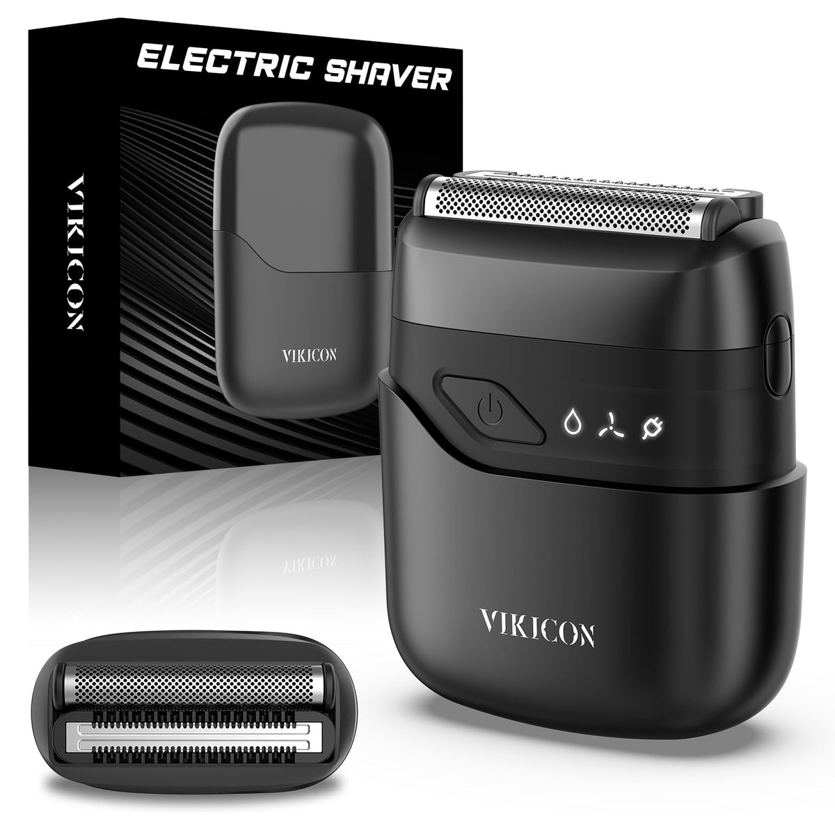 VIKICON electric foil shaver face close-up for precise daily shaving.