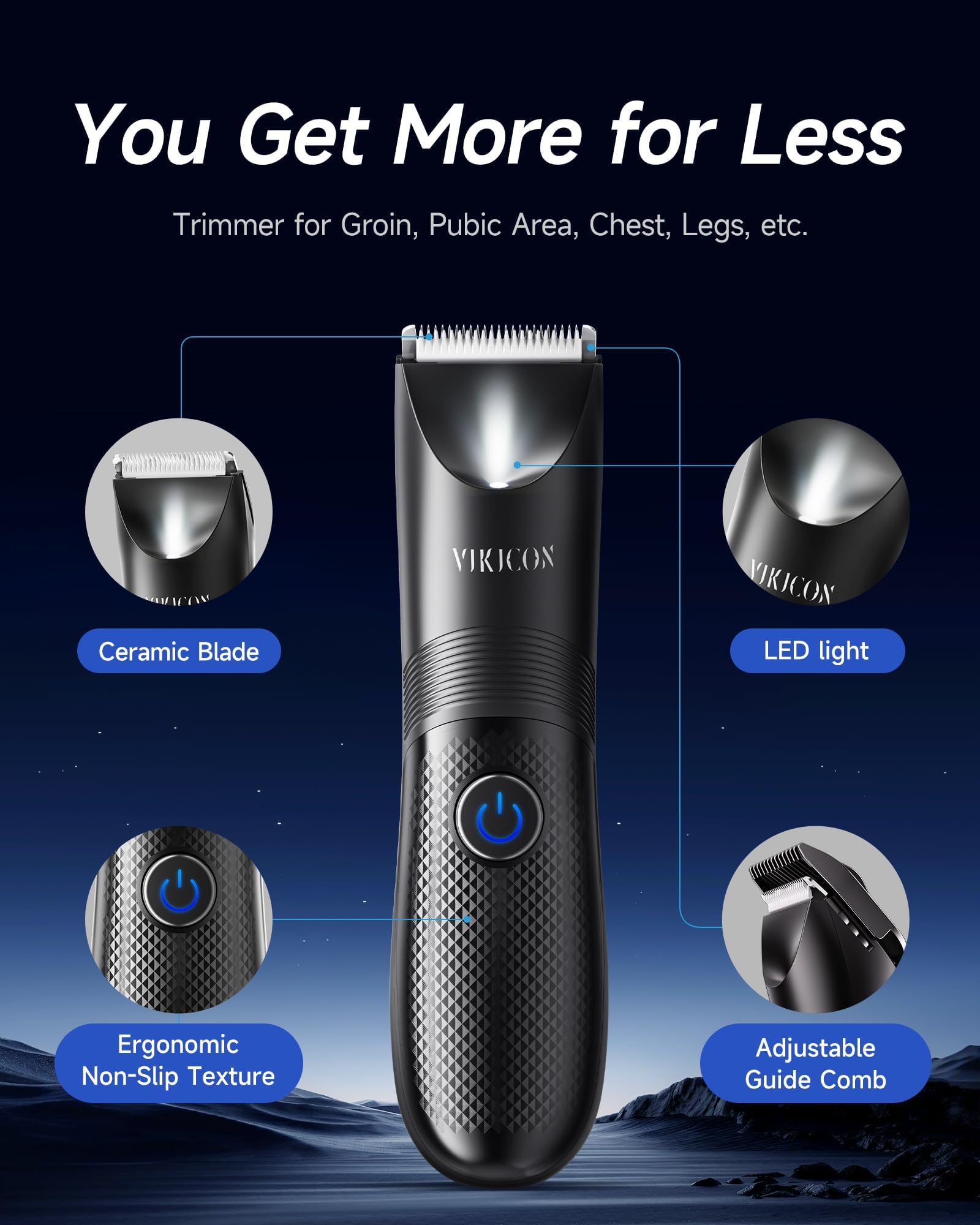 VIKICON Manscape Trimmer ceramic blade delivers smooth, snag-free trimming