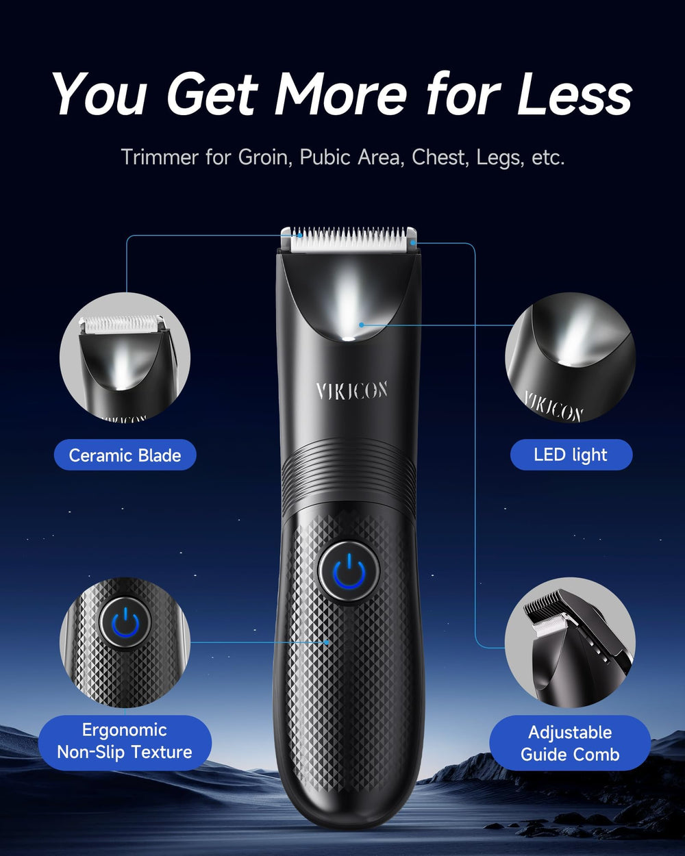 VIKICON Manscape Trimmer ceramic blade delivers smooth, snag-free trimming