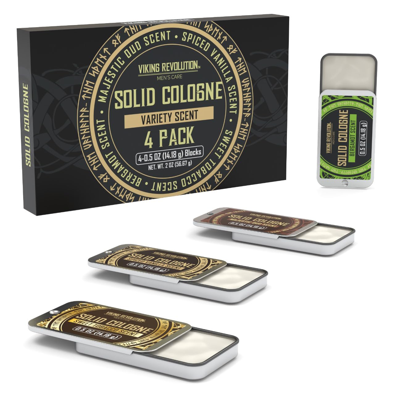 Viking Revolution solid cologne on-wrist application demonstration for portable fragrance.