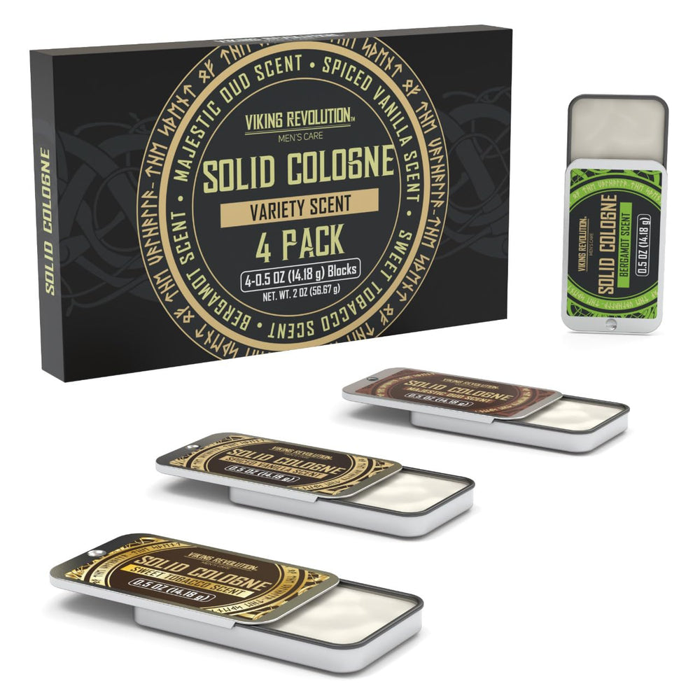 Viking Revolution solid cologne on-wrist application demonstration for portable fragrance.