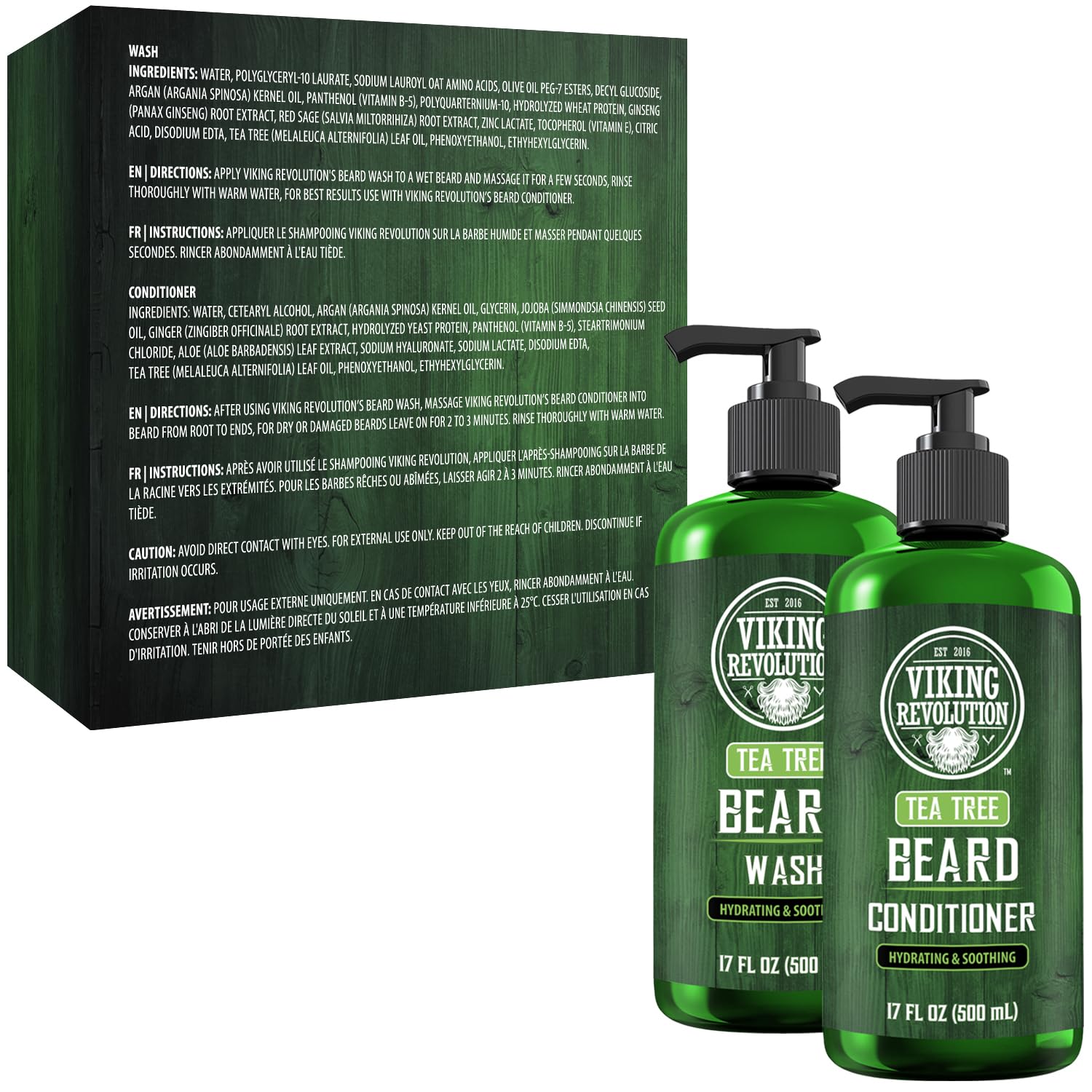 Viking Revolution Argan Oil and Vitamin E blend ingredient panel highlights deep moisturization.