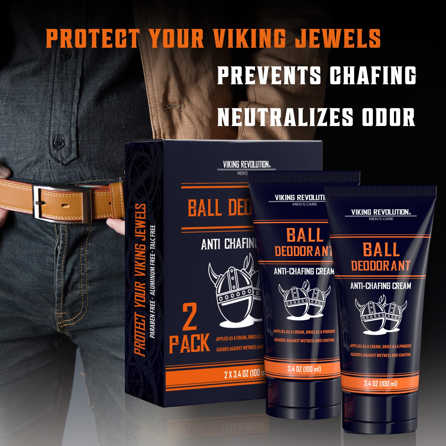 Viking Revolution balls deodorant application demonstrates easy fast drying use