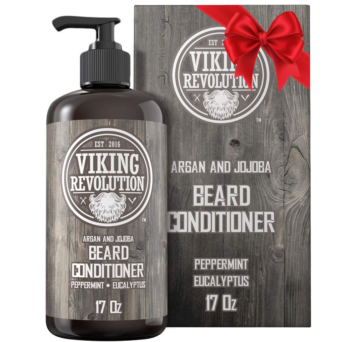 Viking Revolution beard conditioner argan jojoba bottle shows rich hydration for beard health