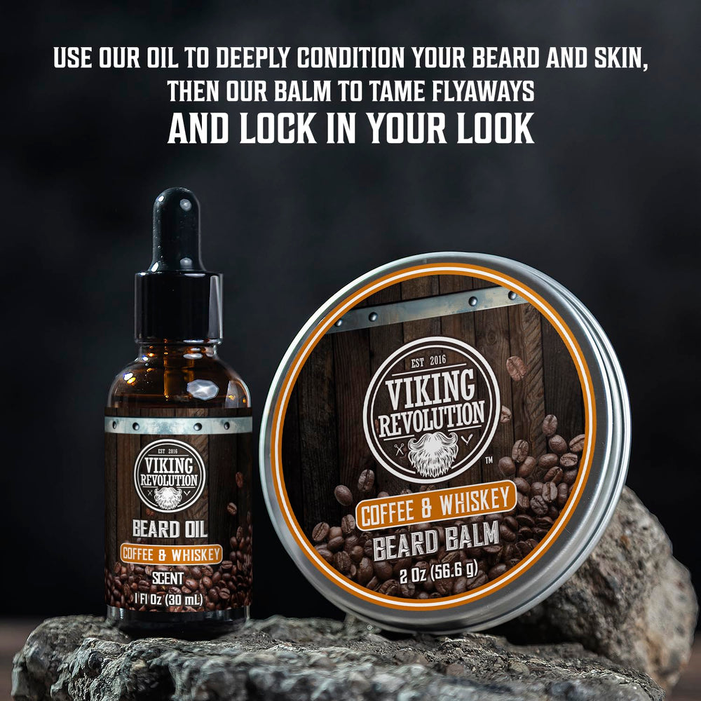 Viking Revolution Beard Conditioner bottle softens and tames beard hair.
