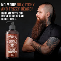 Viking Revolution Beard Conditioner ingredient close-up highlights argan and jojoba oils.