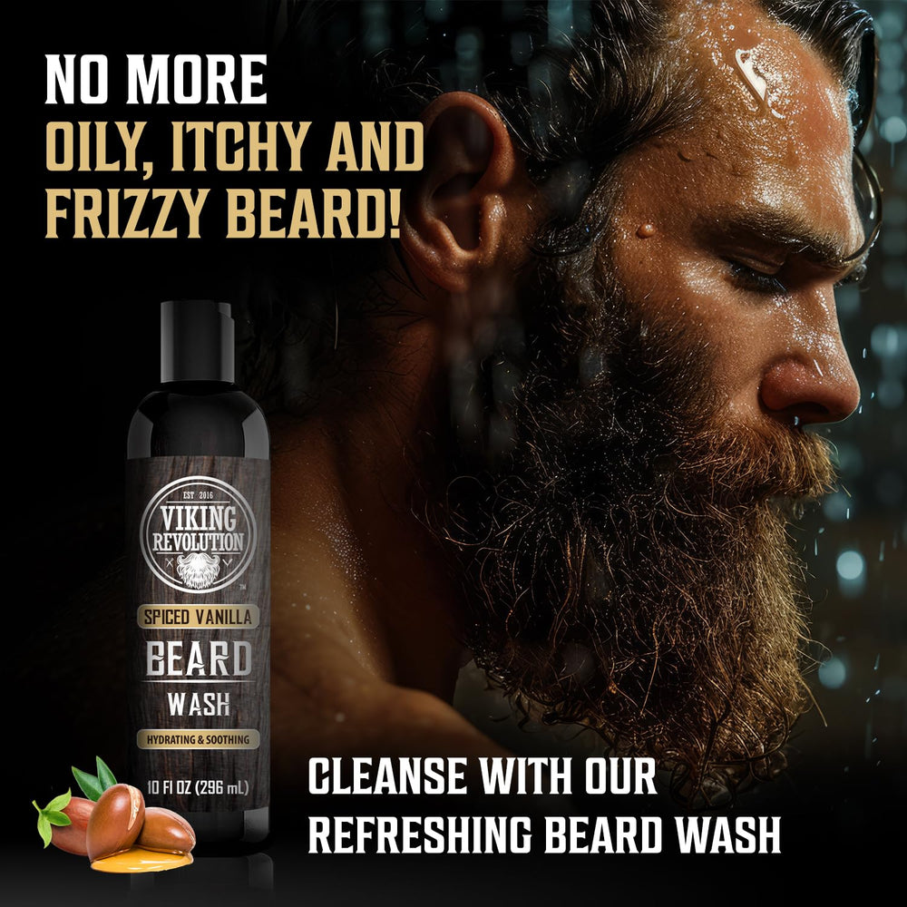 Viking Revolution beard conditioner jar provides leave-in softness and moisture.