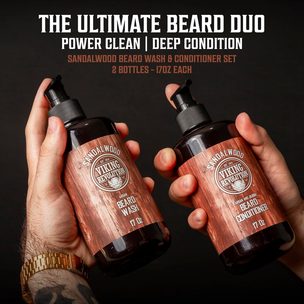 Viking Revolution beard conditioner tube back view highlighting detangling and softening benefits