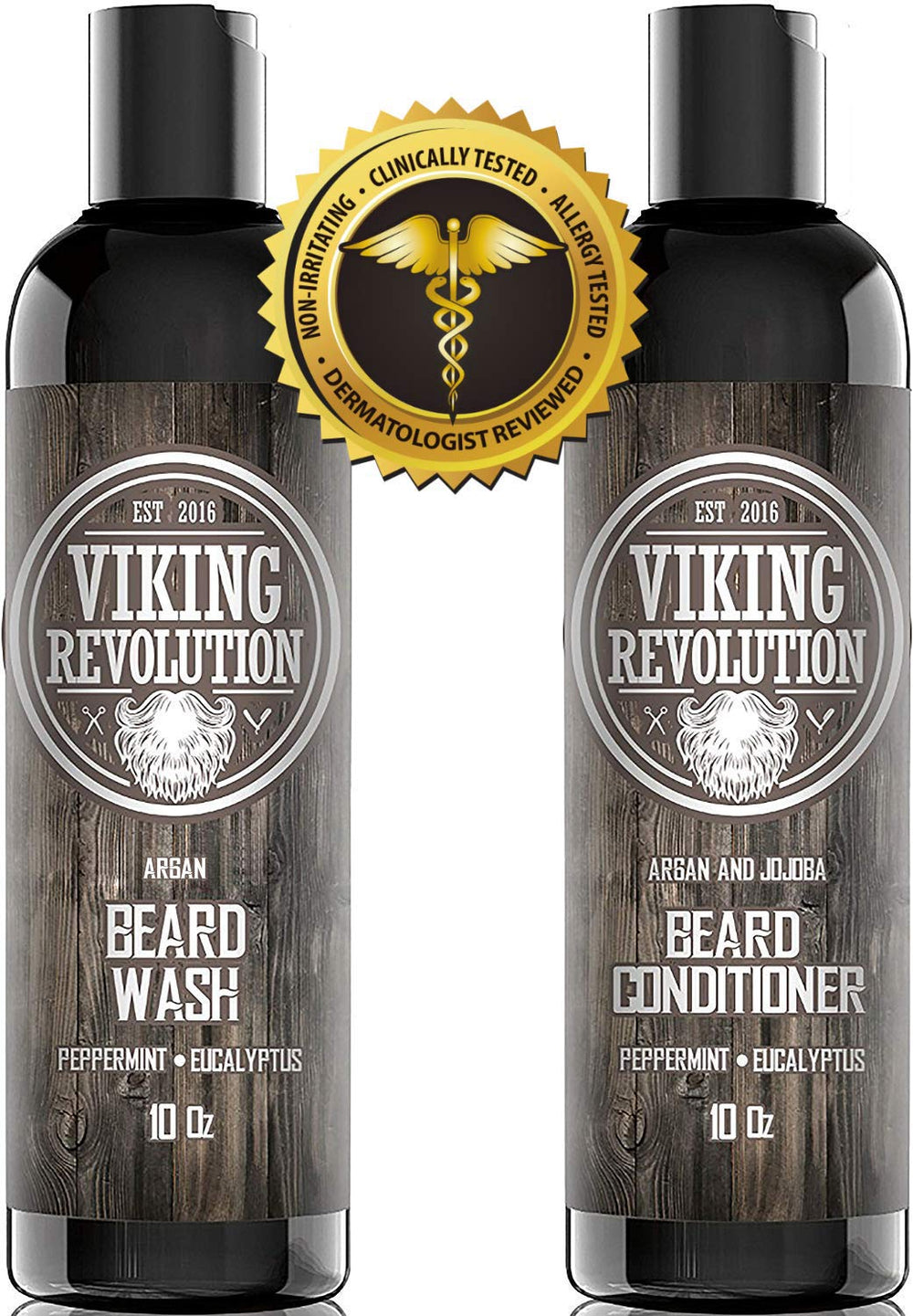 Viking Revolution beard kit packaging featuring premium grooming essentials