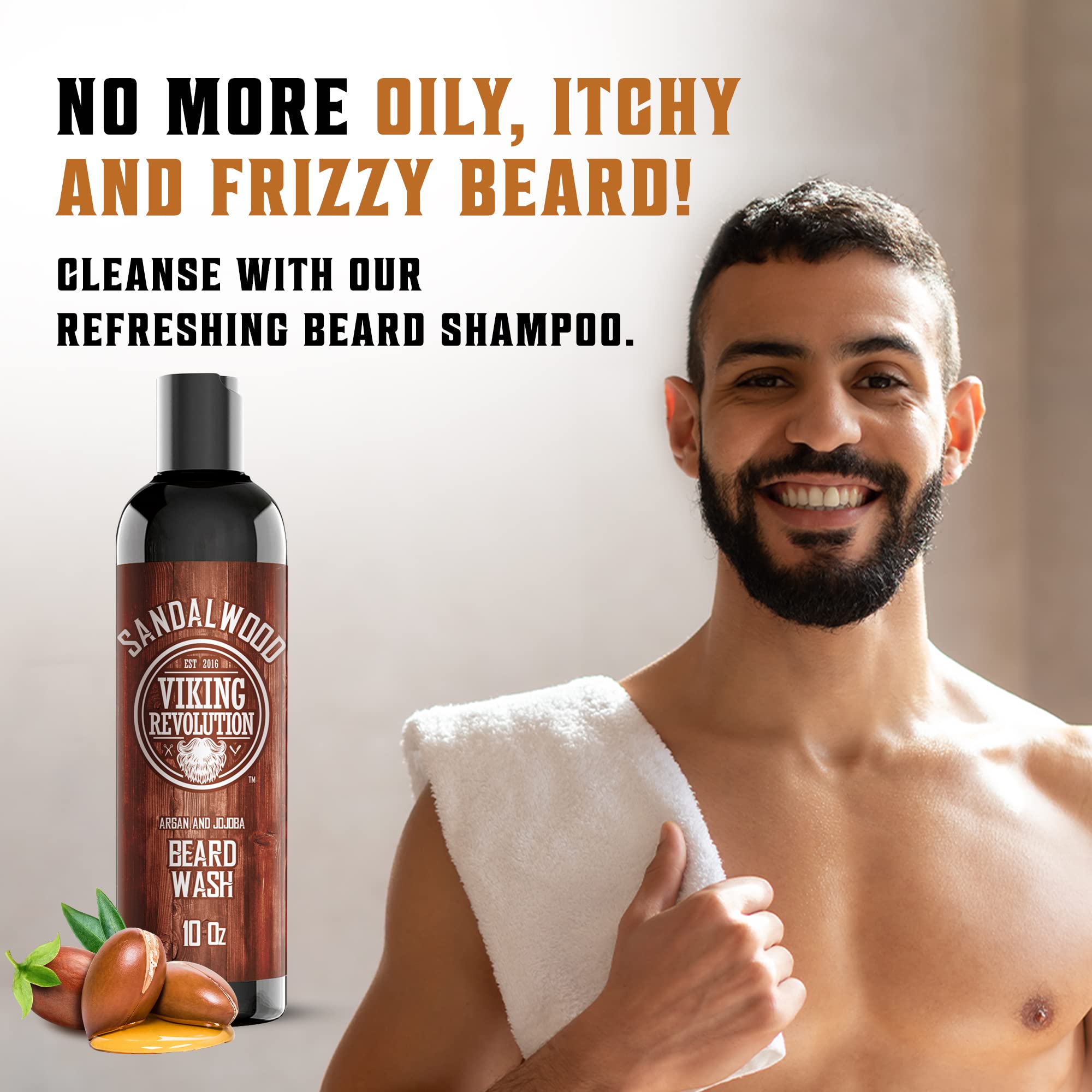 Viking Revolution beard lather foamy shows rich foam for thorough cleansing.