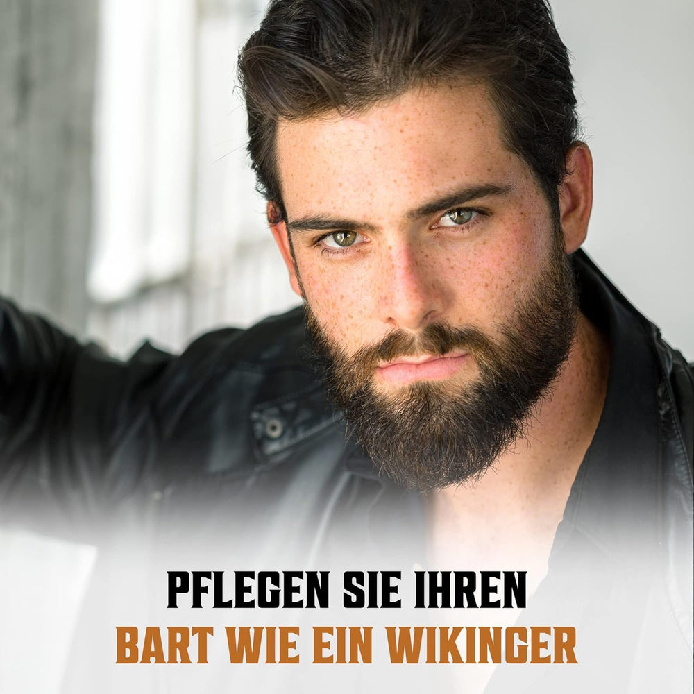 Viking Revolution argan and jojoba blend nourishes beard hair.