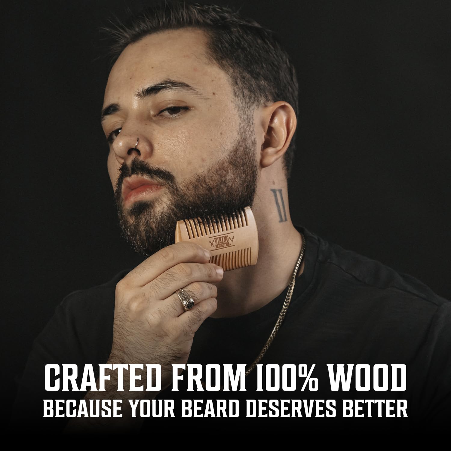 Viking Revolution Beard Oil bottle provides lightweight hydration and shine.