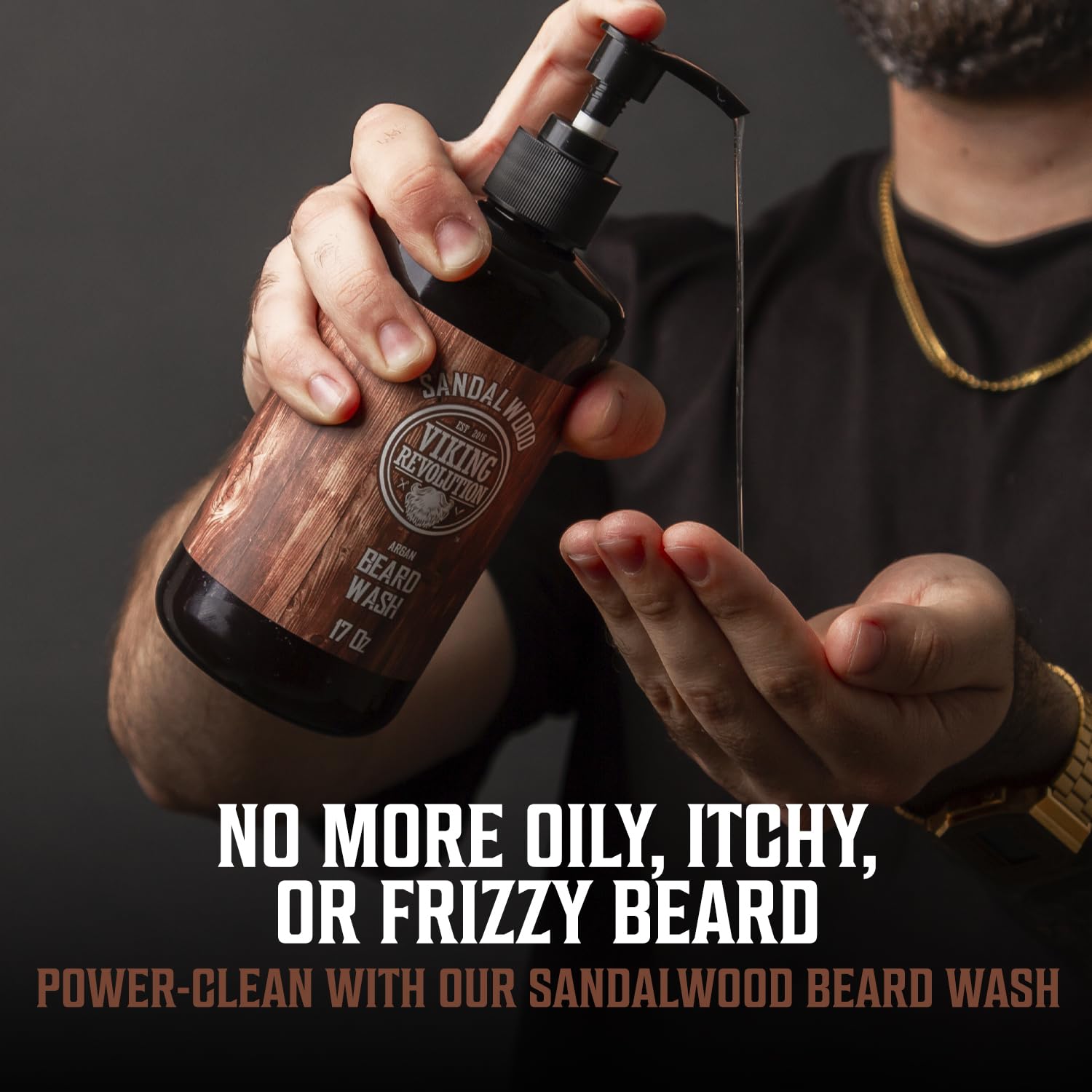 Viking Revolution beard oil bottle close-up under natural light for deep moisturization