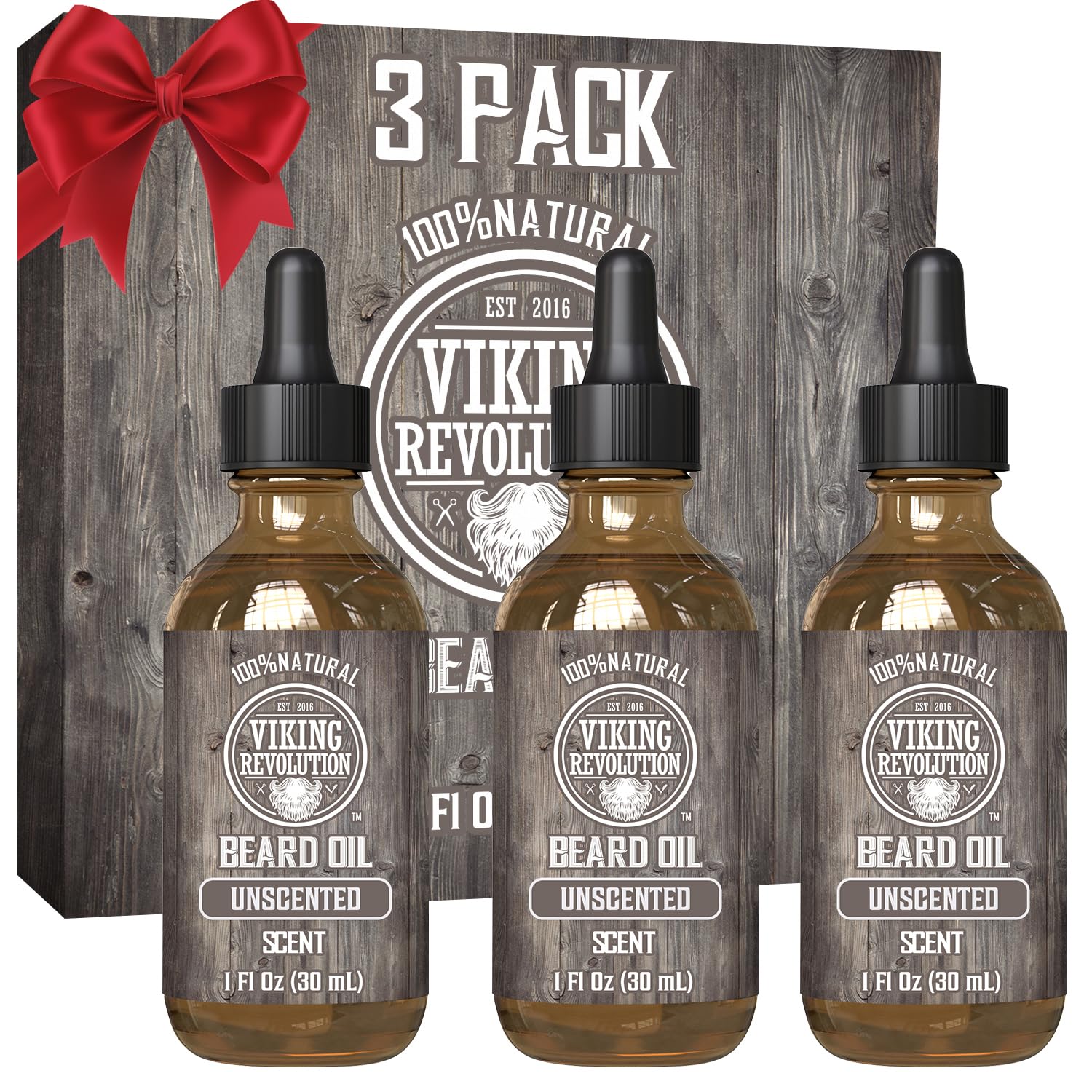 Viking Revolution unscented beard oil bottle for controlled grooming