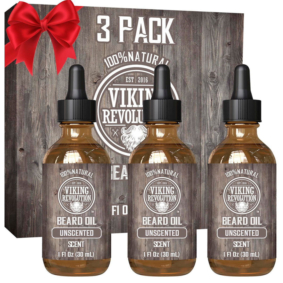 Viking Revolution unscented beard oil bottle for controlled grooming