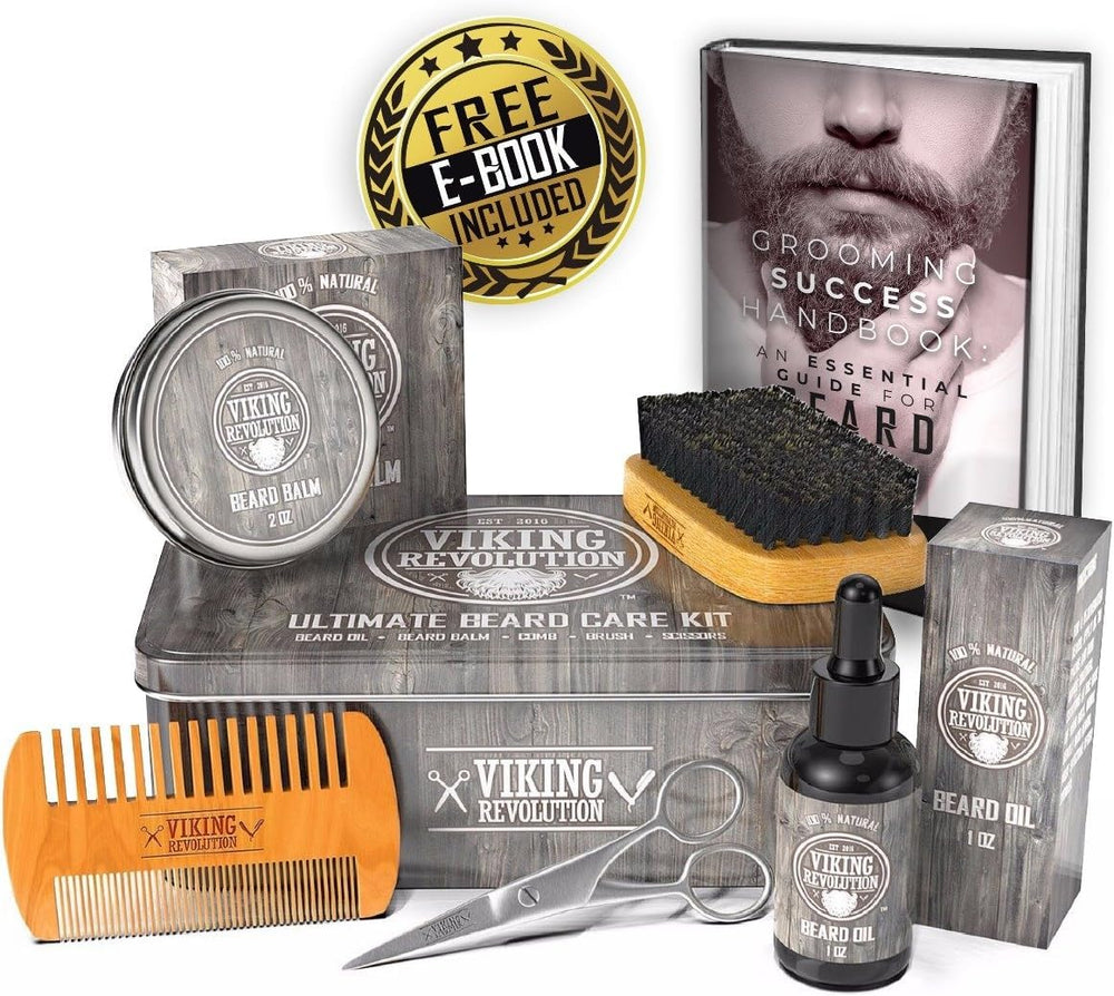 Viking Revolution beard scissors metal tin depicts precision trimming on the go