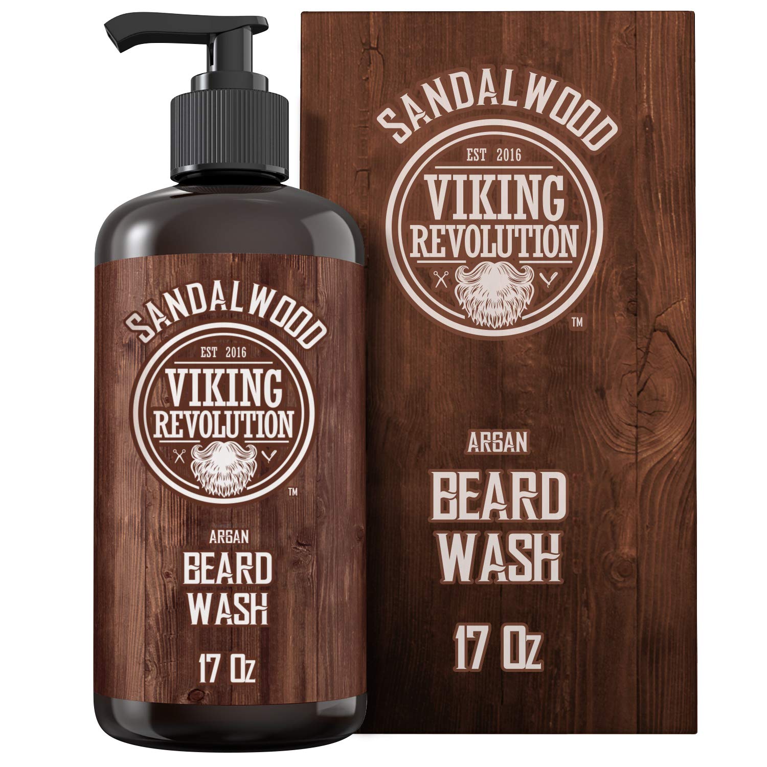 Viking Revolution beard wash with argan and jojoba oils delivering deep hydration for a healthy-looking beard.