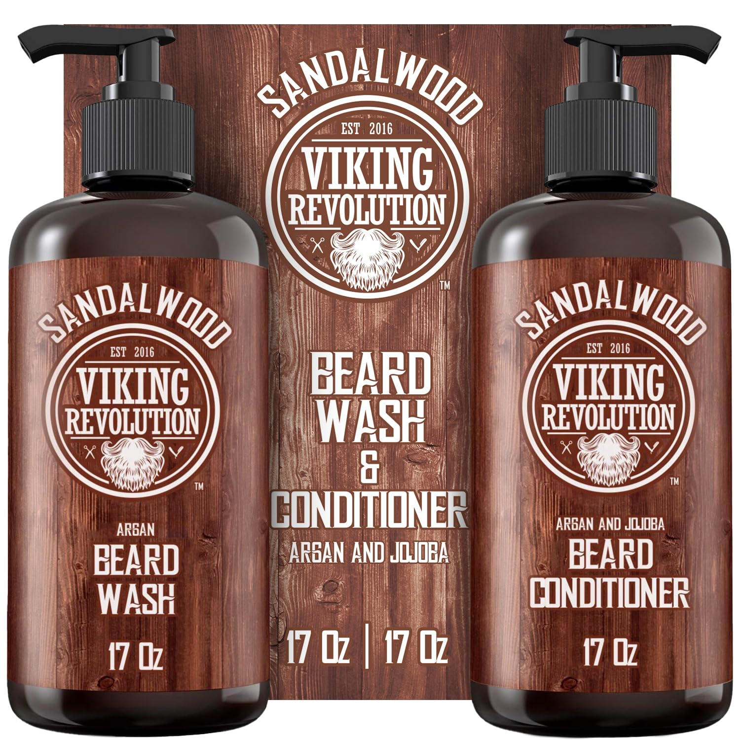 Viking Revolution beard wash bottle front view showing hydrating formula for a healthy beard