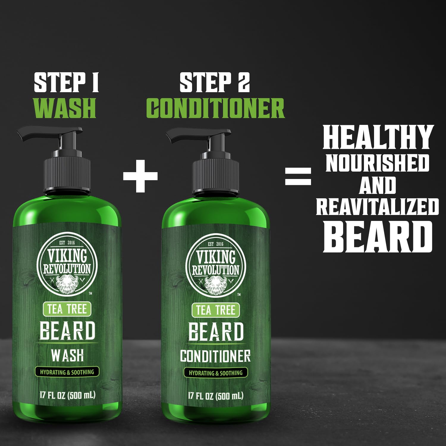 Viking Revolution Tea Tree Beard Wash dandruff relief for itch-free, cleaner beard skin.