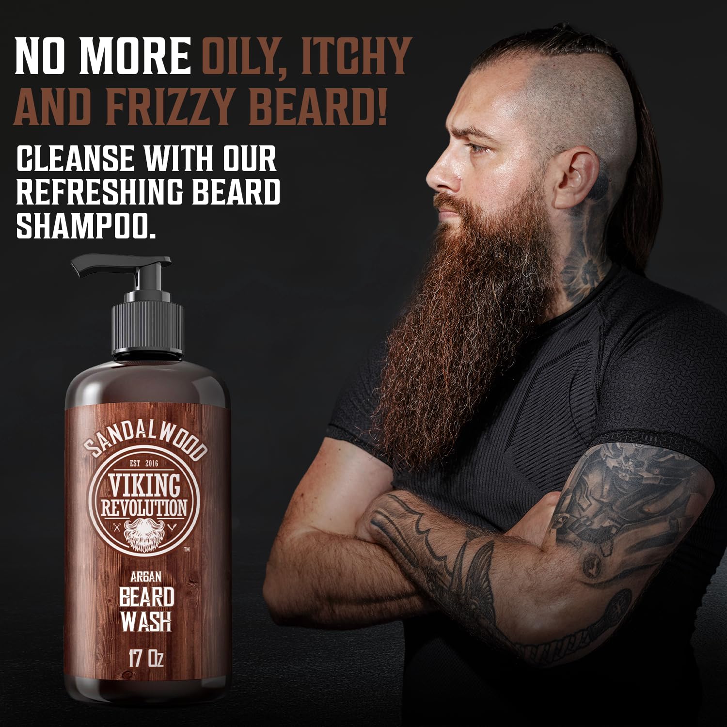 Viking Revolution beard wash foam-lather demonstrates rich suds for easy cleansing.