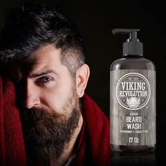 Viking Revolution Beard Wash gently softens beard hairs for smoother feel.
