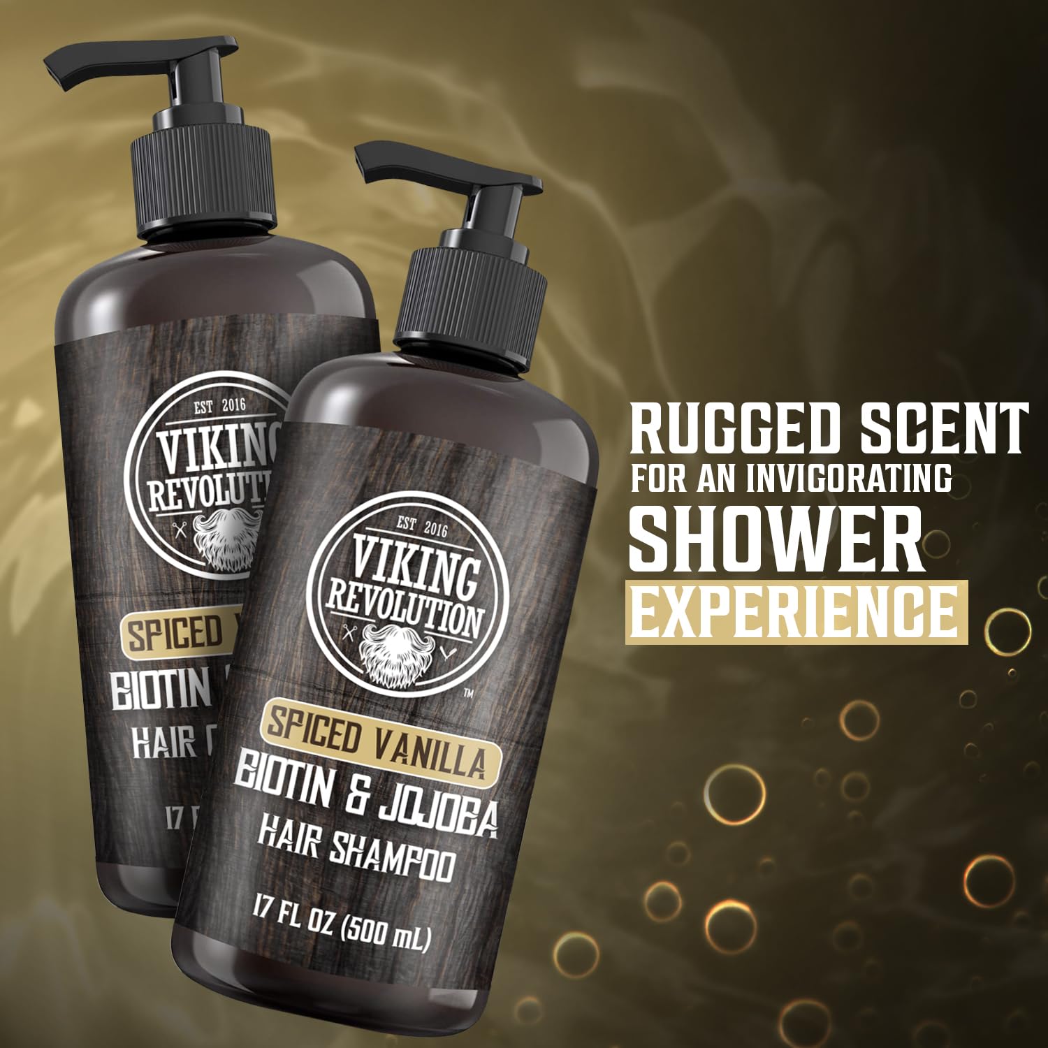 Viking Revolution biotin jojoba olive oil ingredients highlight nourishing components.