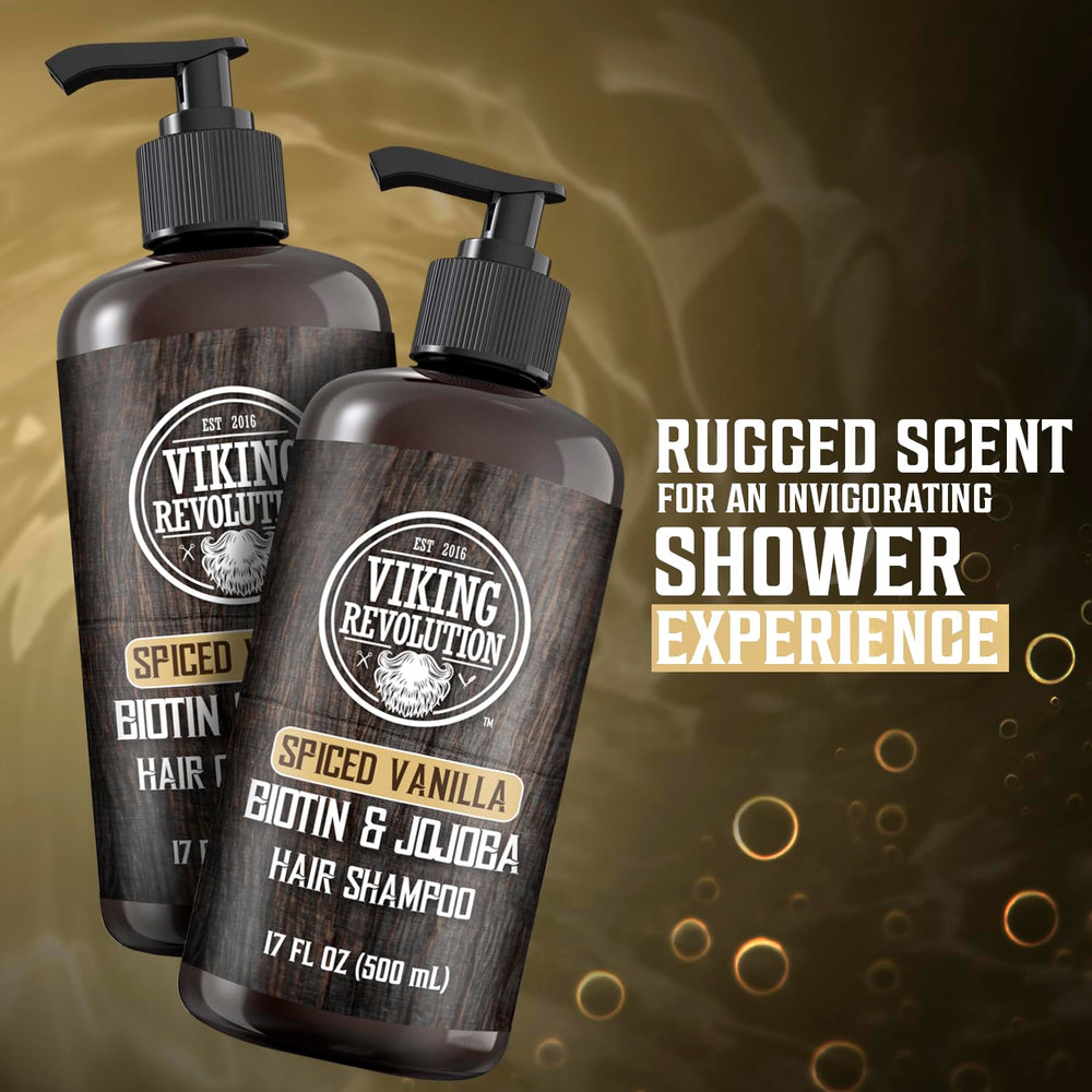 Viking Revolution biotin jojoba olive oil ingredients highlight nourishing components.