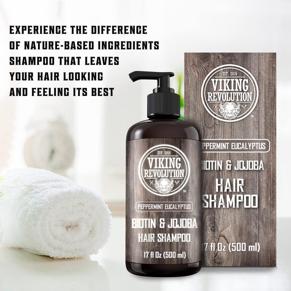 Shiny hair after washing with Viking Revolution Biotin shampoo and mint aroma