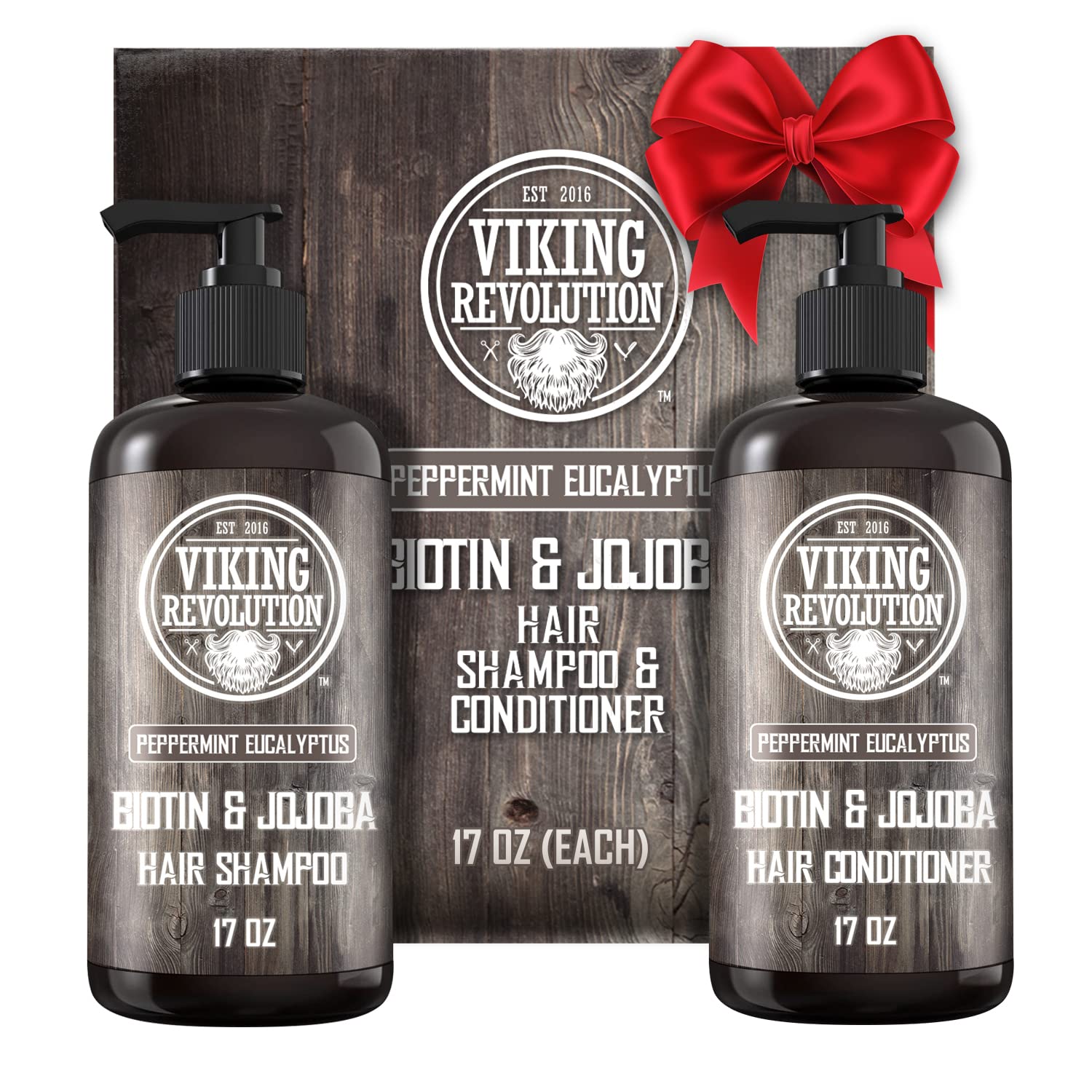 Viking Revolution biotin mens shampoo bottle shows deep cleanse for refreshed scalp.