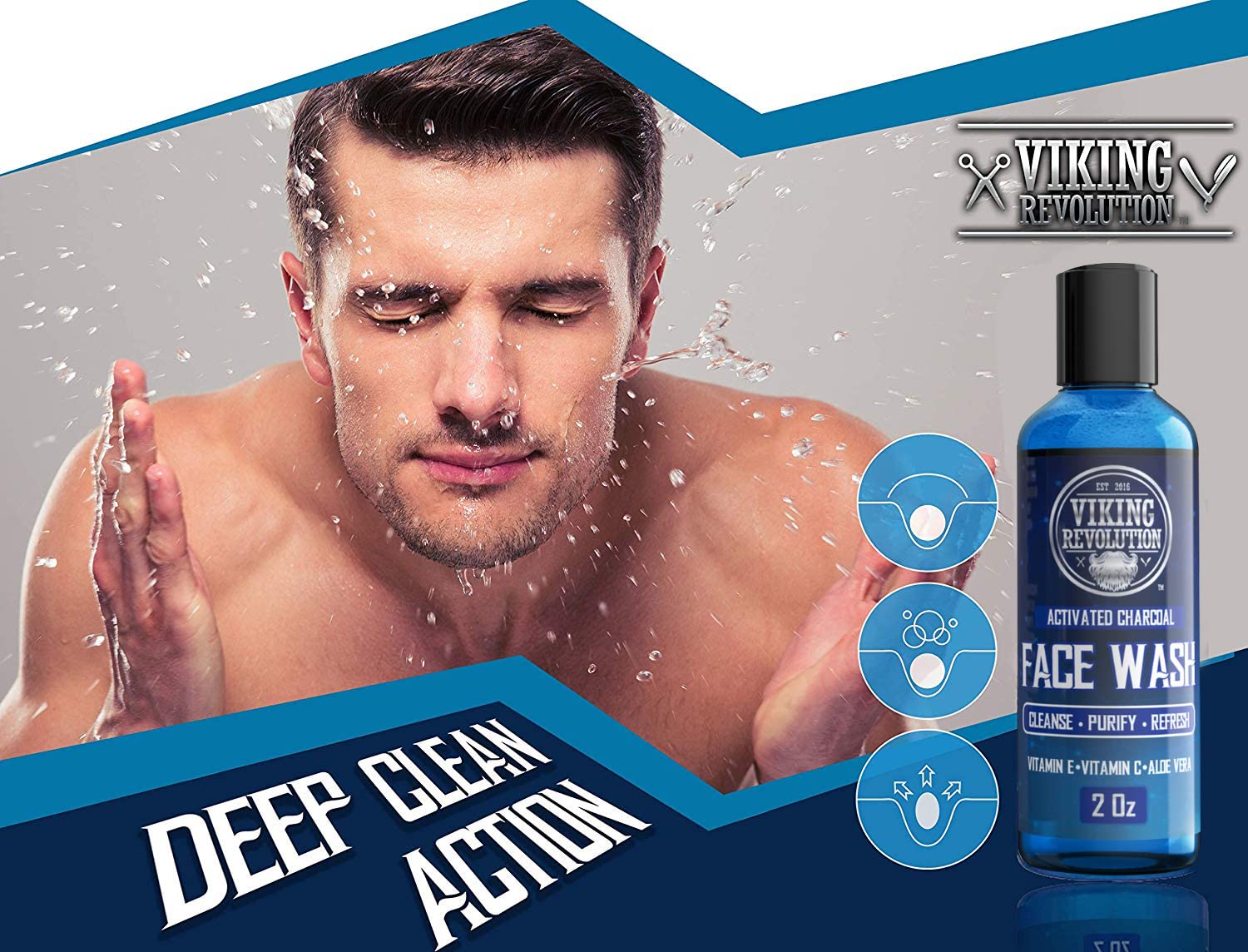 Viking Revolution charcoal face wash lather on palm showing gentle cleansing