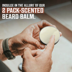 Viking Revolution balm application at beard roots for easy pea-sized use