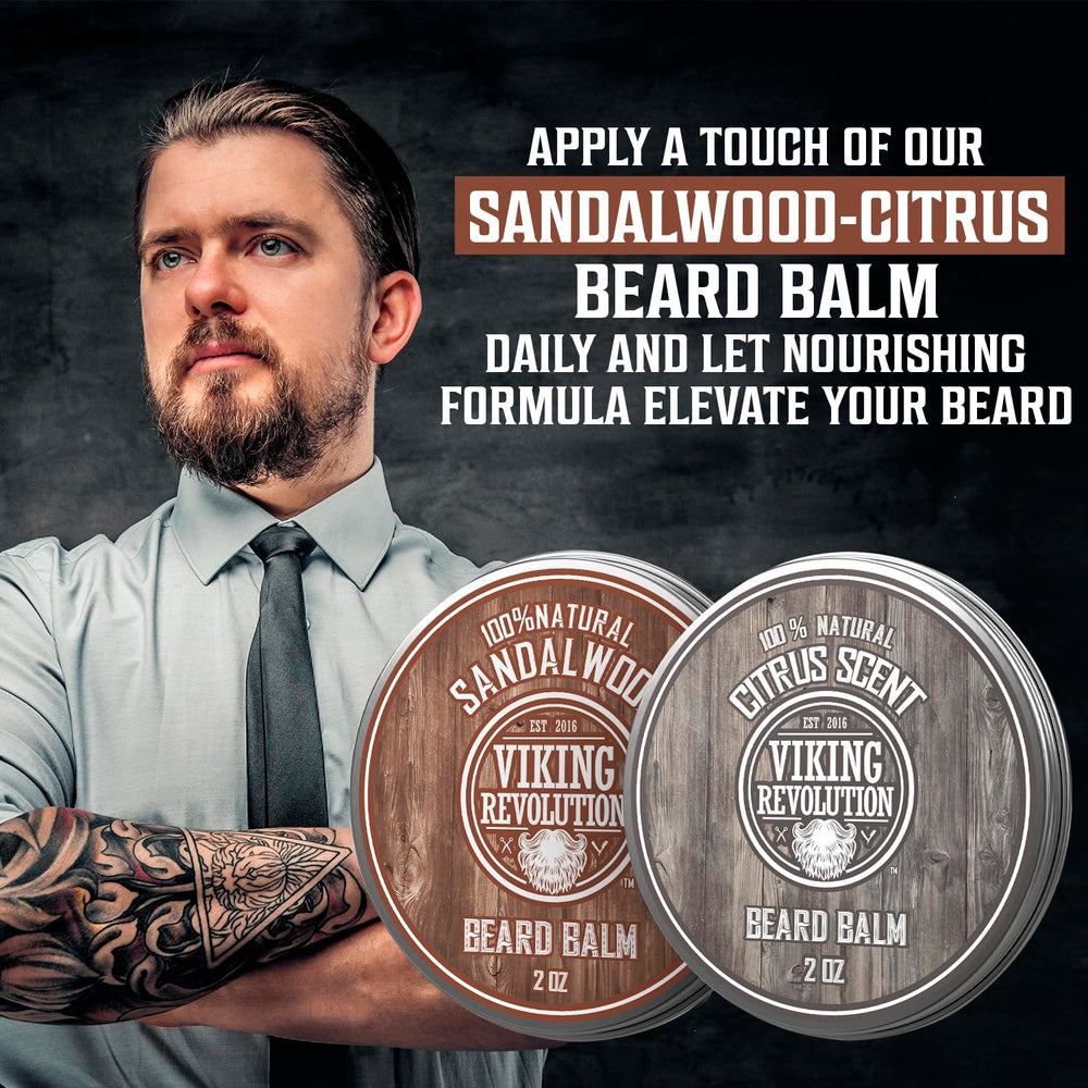 Viking Revolution balm side view shows creamy texture and non-greasy finish