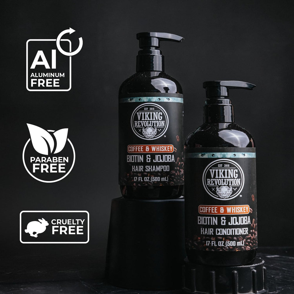 Viking Revolution coffee and whiskey scent close-up for grooming experience