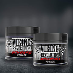 Viking Revolution Extreme Hold Pomade 2-pack packaging shown for easy grab-and-go grooming.