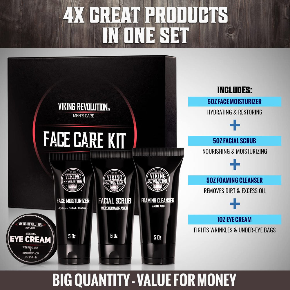 Viking Revolution eye cream tube demonstrates refreshed, awake-looking eyes.