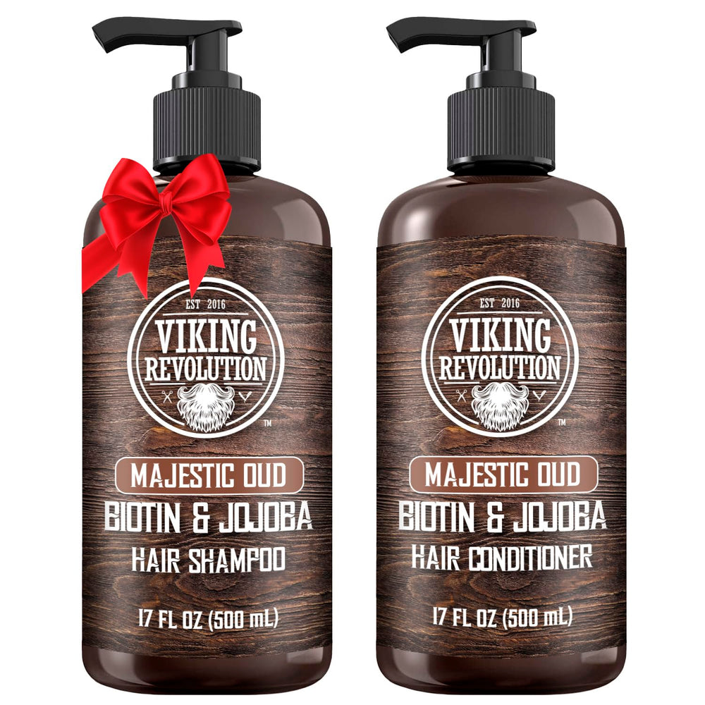 Viking Revolution Majestic Oud Shampoo bottle delivers a refreshing cleanse with deep moisturization.