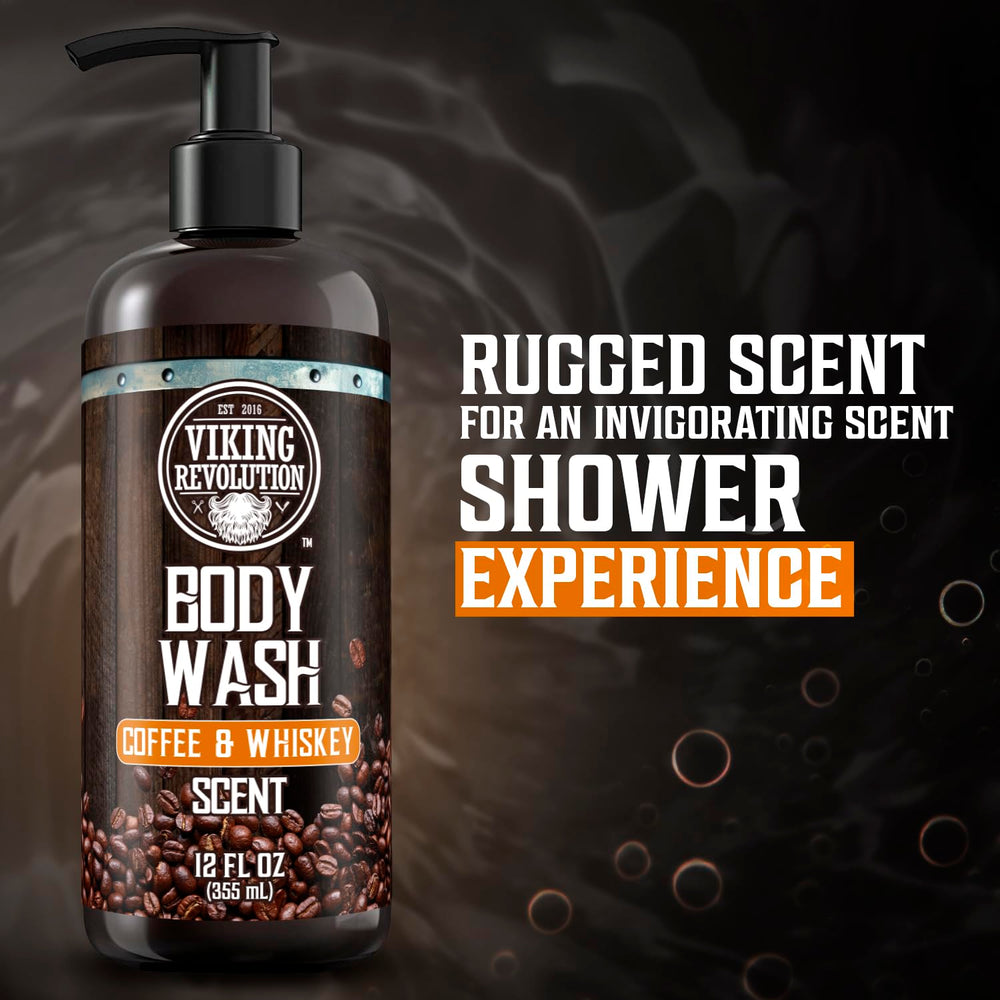 Viking Revolution Mens Body Wash in shower with rich foam for rugged routines.