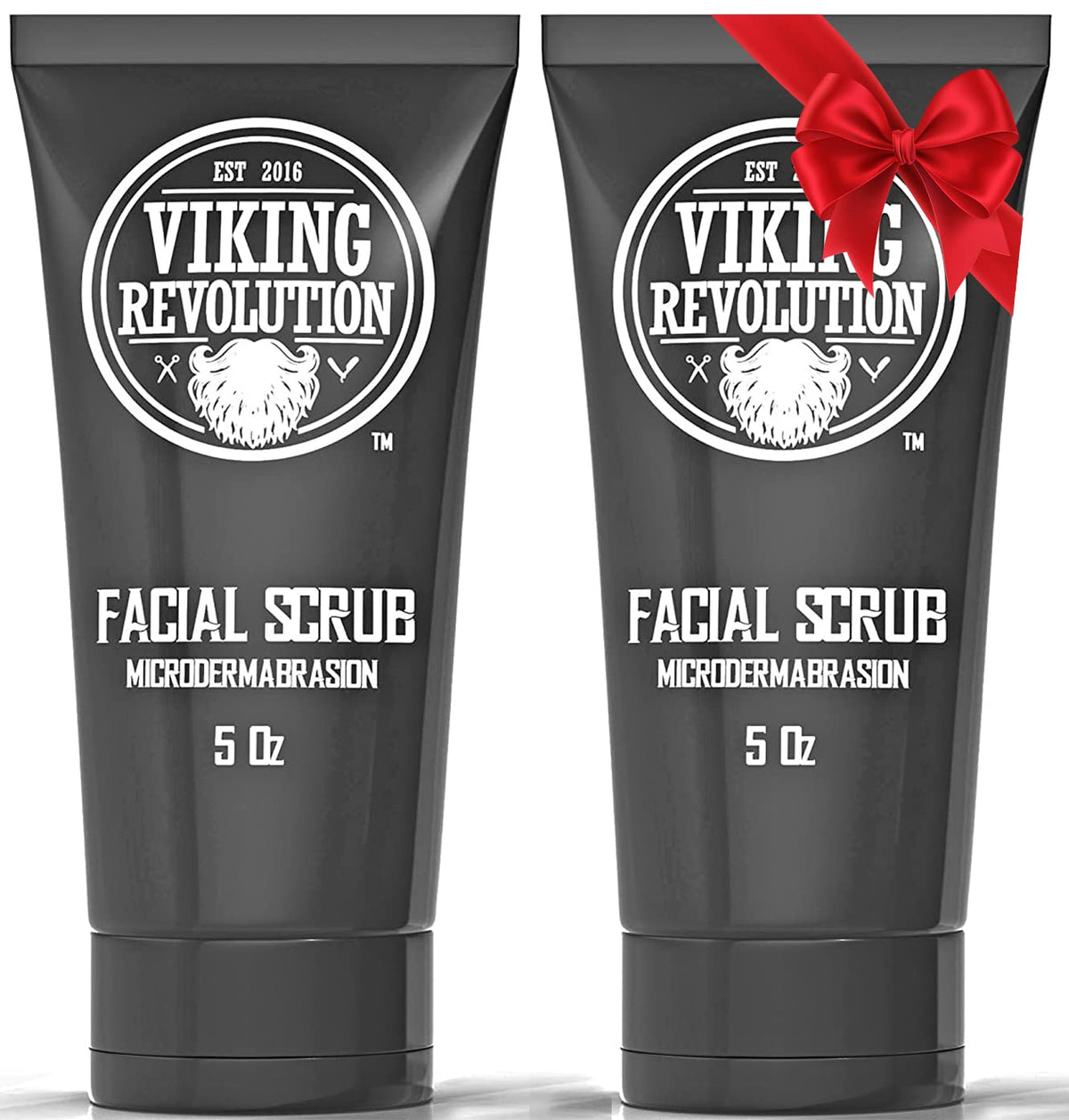 Viking Revolution Microdermabrasion Face Scrub bottle highlighting deep cleansing for men's skin and a smoother shave